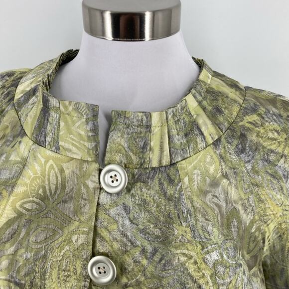 People Like Frank Womens Green Silver 3/4 Sleeve Swing Jacket Size 8 New - Picture 2 of 14